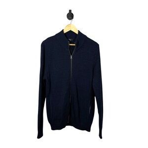 Rails Men’s Full Zip Wool Blend Knit Sweater in Navy Blue Size L